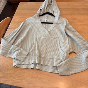 Three Dots Sage Waffle Knit Hooded Pullover
